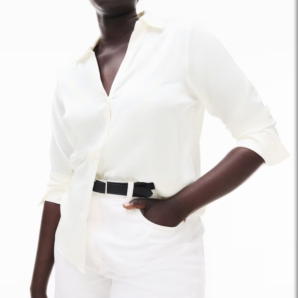 Brand new H&M satin button-down shirt. Size XL.